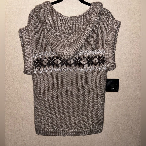 Anthropologie Kenji Cardigan Hooded Knit Fair Isle Print Short Sleeve - Picture 6 of 7
